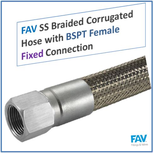 SS Braided Corrugated Hose with BSPT Female Fixed Connection