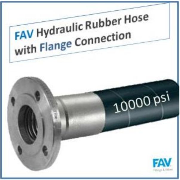 HYDRAULIC RUBBER HOSE WITH FLANGE CONNECTION, 10000 PSI
